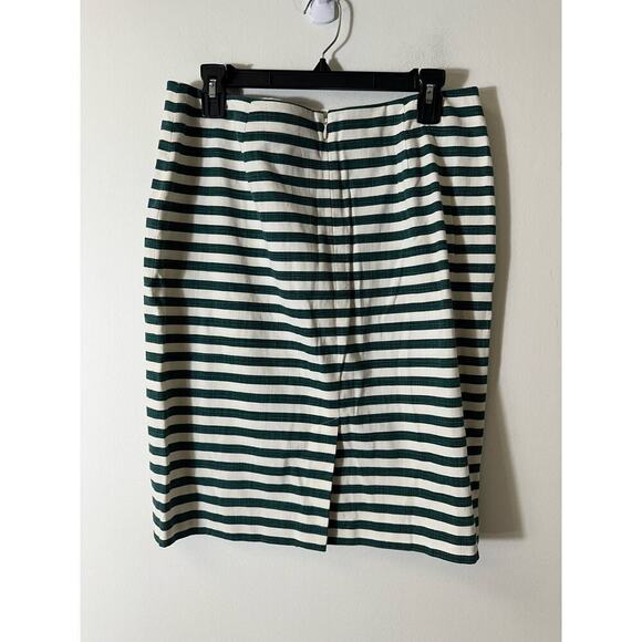 Talbots Green White Striped Cotton Pencil Skirt Sz 10 - Picture 3 of 3